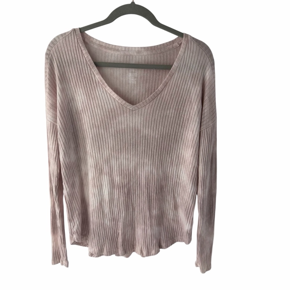 American Eagle Outfitters Ribbed Long Sleeve Top - Light Pink